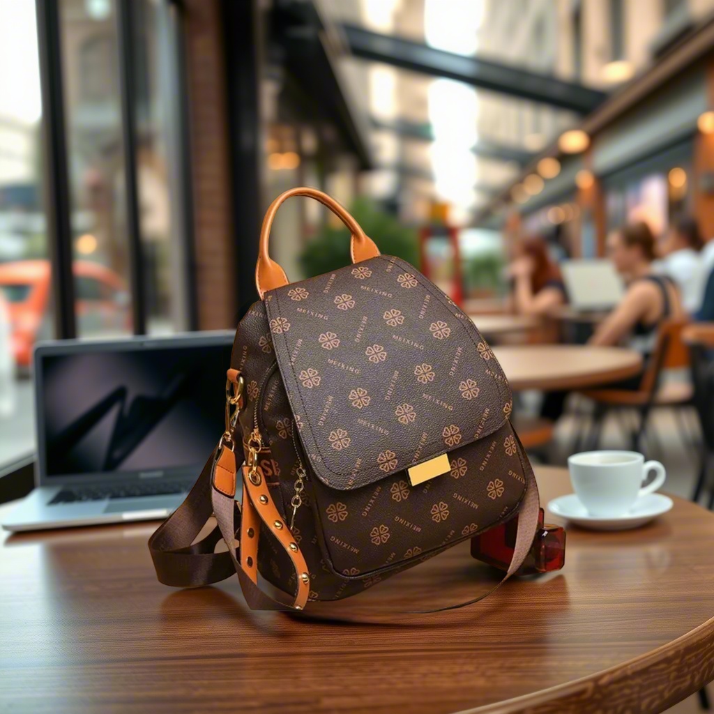 Leather Backpack Vintage - Sac à dos rétro imprimé pour