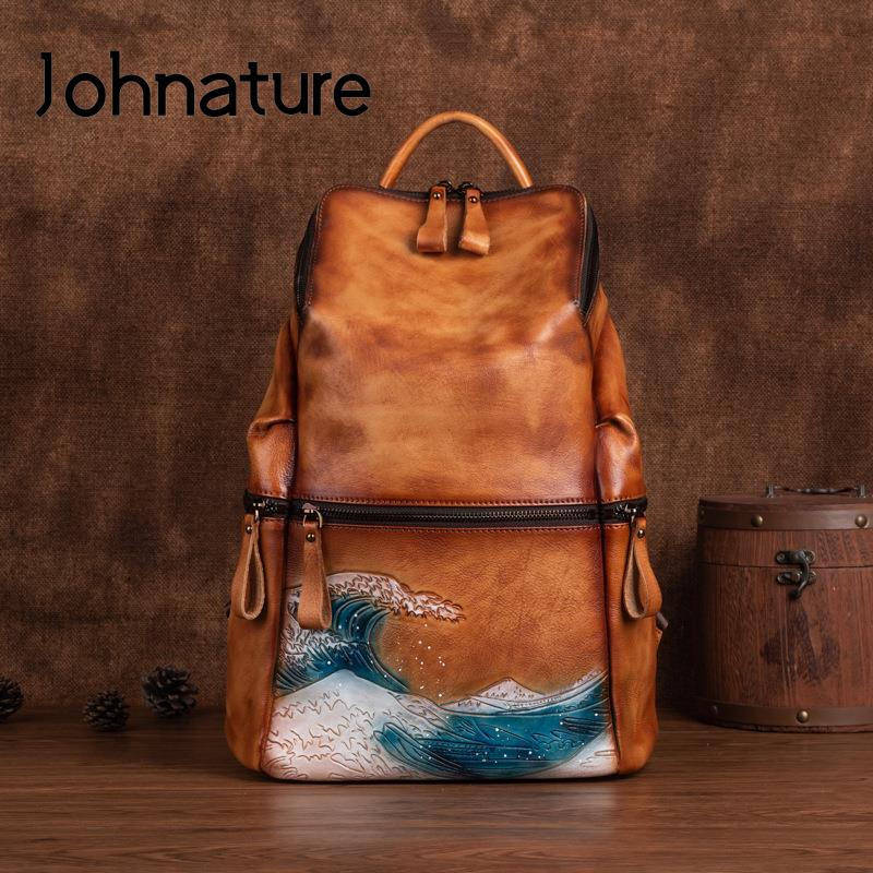 Sac à dos Johnature en cuir vé - Leather Backpack Vintage avis et prix